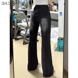 Thumbnail Quần jeans DADUHEY ống rộng lưng cao phong cách đường phố Mỹ thời trang cỡ lớn 4