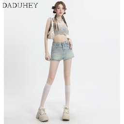 Thumbnail Chân váy denim DADUHEY lưng cao dáng chữ A thời trang retro phong cách Hàn Quốc cho nữ 4