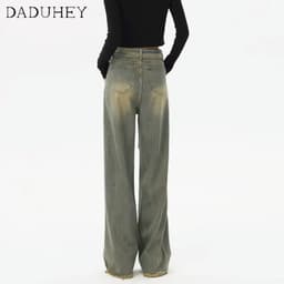 Thumbnail DaDuHey New American Ins High Street Retro Jeans Niche Loose High Waist Wide Leg Pants Large Size Trousers 3