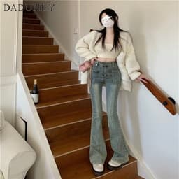 Thumbnail DaDuHey New American Style Ins High Street Workwear Jeans Niche High Waist Slightly Flared Pants plus Size Trousers 3