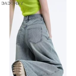 Thumbnail DaDuHey New American Ins High Street Stretch Jeans Niche High Waist Loose Wide Leg Pants Large Size Trousers 4