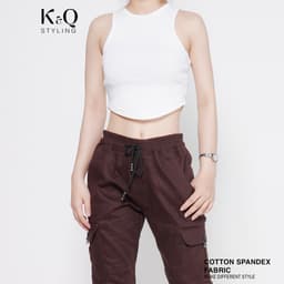 Thumbnail Áo thun croptop ba lỗ lai bầu KQSTYLING cotton 100% ôm body Freesize 1