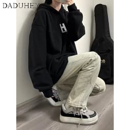 Thumbnail Quần jean DADUHEY dài ống thẳng lưng cao size lớn ghép nối phong cách Mỹ niche mới 4