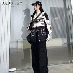 Thumbnail DaDuHey New American Ins High Street Multi-pocket Overalls Niche High Waist Wide Leg Pants Large Size Trousers 4