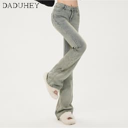 Thumbnail Quần jean DADUHEYlưng cao ống loe retro thời trang phong cách Hàn Quốc cho nữ 3