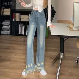 Thumbnail Quần jeans nữ DADUHEY ống rộng lưng cao phong cách đường phố cao cấp cỡ lớn 4