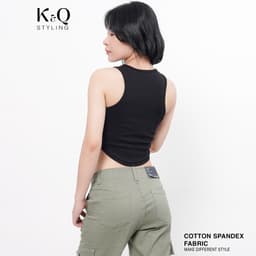 Thumbnail Áo thun croptop ba lỗ lai bầu KQSTYLING cotton 100% ôm body Freesize 2
