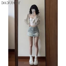 Thumbnail Chân váy chữ A DADUHEY denim lưng cao phong cách Mỹ đường phố cao cấp size lớn 3