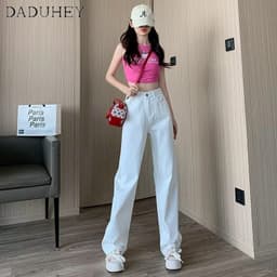 Thumbnail DaDuHey New American Ins High Street Thin Jeans Niche High Waist Wide Leg Pants Large Size Trousers 4