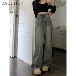 Thumbnail Quần jean DADUHEY lưng cao dáng rộng phong cách thời trang Mỹ cho nữ 2