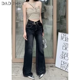Thumbnail Quần jean DADUHEY ống loe lưng cao phong cách đường phố Mỹ mời 3