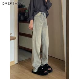 Thumbnail Quần jean dài DADUHEY size lớn dáng suông cạp cao retro đường phố cao cấp kiểu Mỹ 4