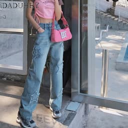 Thumbnail Quần jean dài DADUHEY dáng rộng lưng cao phong cách Hàn Quốc thời trang dành cho nữ cỡ lớn 3
