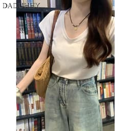 Thumbnail Quần jean dài DADUHEY ống rộng lưng cao size lớn phong cách đường phố Mỹ mới 2