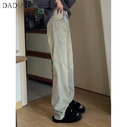 Thumbnail Quần jean dài DADUHEY size lớn dáng suông cạp cao retro đường phố cao cấp kiểu Mỹ 3