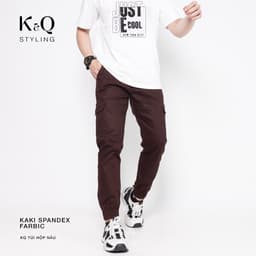 Thumbnail Quần túi hộp kaki co giãn K&QSTYLING màu nâu giới hạn PVN1121 cao cấp 2