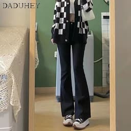 Thumbnail Quần jean DADUHEY ôm dáng cạp cao ống loe phong cách Hàn Quốc cỡ lớn 4