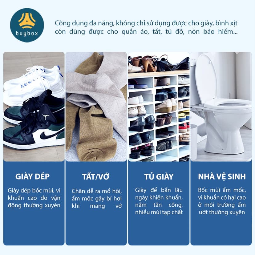Ảnh Bình xịt ngăn ngừa mồ hôi, vi khuẩn cho đôi giày của bạn, hương thơm mát - BuyBox - BBPK358 2