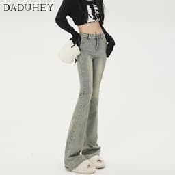 Thumbnail Quần jean DADUHEYlưng cao ống loe retro thời trang phong cách Hàn Quốc cho nữ 4
