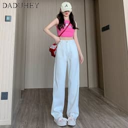 Thumbnail DaDuHey New American Ins High Street Thin Jeans Niche High Waist Wide Leg Pants Large Size Trousers 3