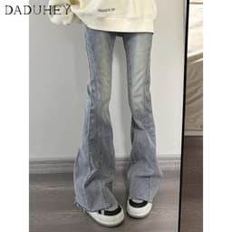 Thumbnail DaDuHey New American Ins High Street Washed Micro Flared Jeans Niche High Waist Wide Leg Pants Trousers 3