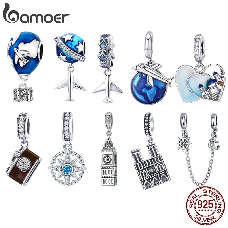 Ảnh Bamoer Hạt Xỏ Lỗ Bằng Bạc 925 Hình Máy Ảnh & Khinh Khí Cầu diy Làm Quà Tặng Cho Nữ 1