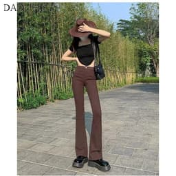 Thumbnail DaDuHey New American Ins Retro Thin Section Micro Flared Jeans Niche High Waist Wide Leg Pants Trousers 2