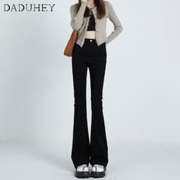 Thumbnail DaDuHey New American Style Ins High Street Elastic Casual Jeans Niche Micro Flared Pants Large Size Trousers 3