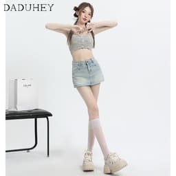 Thumbnail Chân váy denim DADUHEY lưng cao dáng chữ A thời trang retro phong cách Hàn Quốc cho nữ 3