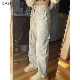 Thumbnail DaDuHey New American ins high street multi-pocket casual pants niche high waist wide leg pants trousers 4