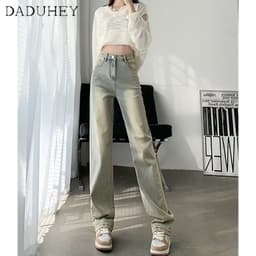 Thumbnail Quần jean DADUHEY lưng cao dáng rộng phong cách thời trang Mỹ ấn tượng cho nữ 4