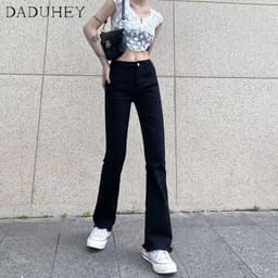 Thumbnail DaDuHey New Korean Version of INS Elastic Slim Jeans Niche High Waist Micro Flared Pants Large Size Trousers 2