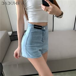Thumbnail Quần short denim DADUHEY size lớn kiểu chữ A co giãn cạp cao thời trang mới Hàn Quốc cho nữ 3