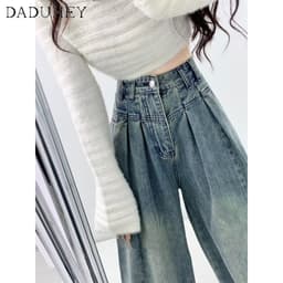 Thumbnail Quần jean DADUHEY dáng rộng phong cách đường phố Mỹ cổ điển cao cấp dành cho nữ 3