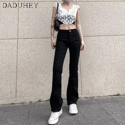 Thumbnail DaDuHey New Korean Version of INS Elastic Slim Jeans Niche High Waist Micro Flared Pants Large Size Trousers 4