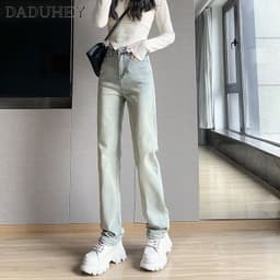 Thumbnail Quần jean bùn vàng DADUHEY dáng suông dài cạp cao thời trang cao cấp đường phố kiểu Mỹ cho nữ 2