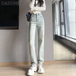 Thumbnail Quần jean bùn vàng DADUHEY dáng suông dài cạp cao thời trang cao cấp đường phố kiểu Mỹ cho nữ 3