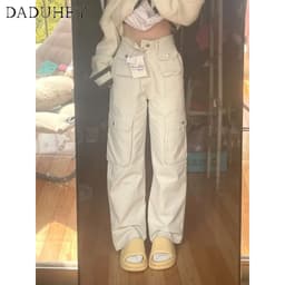 Thumbnail DaDuHey New American ins high street multi-pocket casual pants niche high waist wide leg pants trousers 2