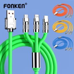Thumbnail Cáp sạc nhanh FONKEN chất liệu silicone và hợp kim kẽm 3 trong 1 120W 6A cổng type C 2