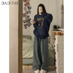 Thumbnail Quần jean DADUHEY dáng rộng phong cách đường phố Mỹ cao cấp size lớn 4