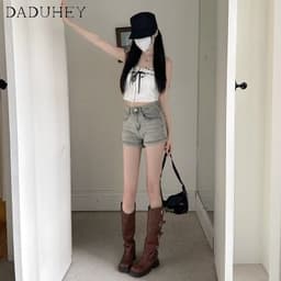 Thumbnail Quần short DaDuHey lưng cao ống rộng kiểu retro thời trang INS cao cấp 3