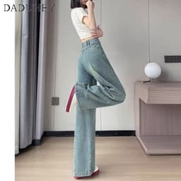 Thumbnail Quần jean dài DADUHEY lưng cao ống rộng size lớn phong cách retro Mỹ đường phố mới 3