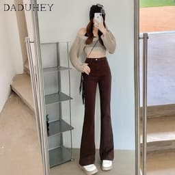 Thumbnail DaDuHey New American Ins High Street Retro Micro Flared Jeans Niche Stretch Wide Leg Pants Large Size Trousers 2