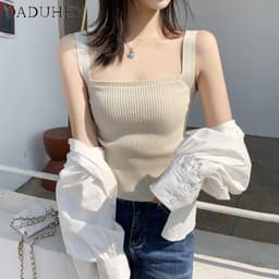 Thumbnail Áo hai dây DADUHEY dệt kim co dãn thời trang phong cách Hàn Quốc xinh xắn cho nữ 1