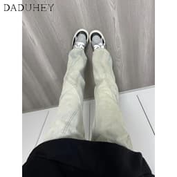 Thumbnail Quần jean DADUHEY dài ống thẳng lưng cao size lớn ghép nối phong cách Mỹ niche mới 3