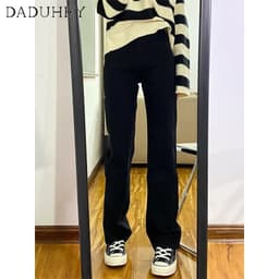Thumbnail DaDuHey New American Style Ins High Street Thin Jeans Niche High Waist Flared Pants Large Size Trousers 2