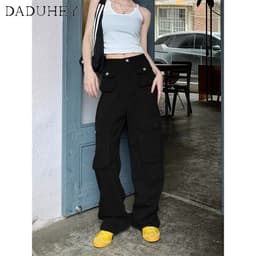 Thumbnail DaDuHey New American Ins High Street Multi-pocket Tooling Casual Pants Niche High Waist Wide Leg Pants Trousers 3