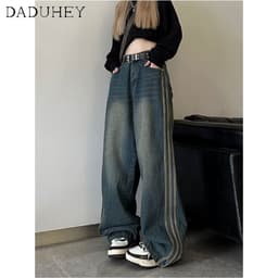 Thumbnail Quần jean DADUHEY họa tiết sọc phong cách đường phố Mỹ cao cấp size lớn 4