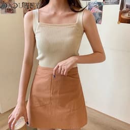 Thumbnail Áo hai dây DADUHEY dệt kim co dãn màu trơn thời trang Hàn Quốc 2023 3