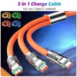 Thumbnail Cáp sạc nhanh FONKEN chất liệu silicone và hợp kim kẽm 3 trong 1 120W 6A cổng type C 3